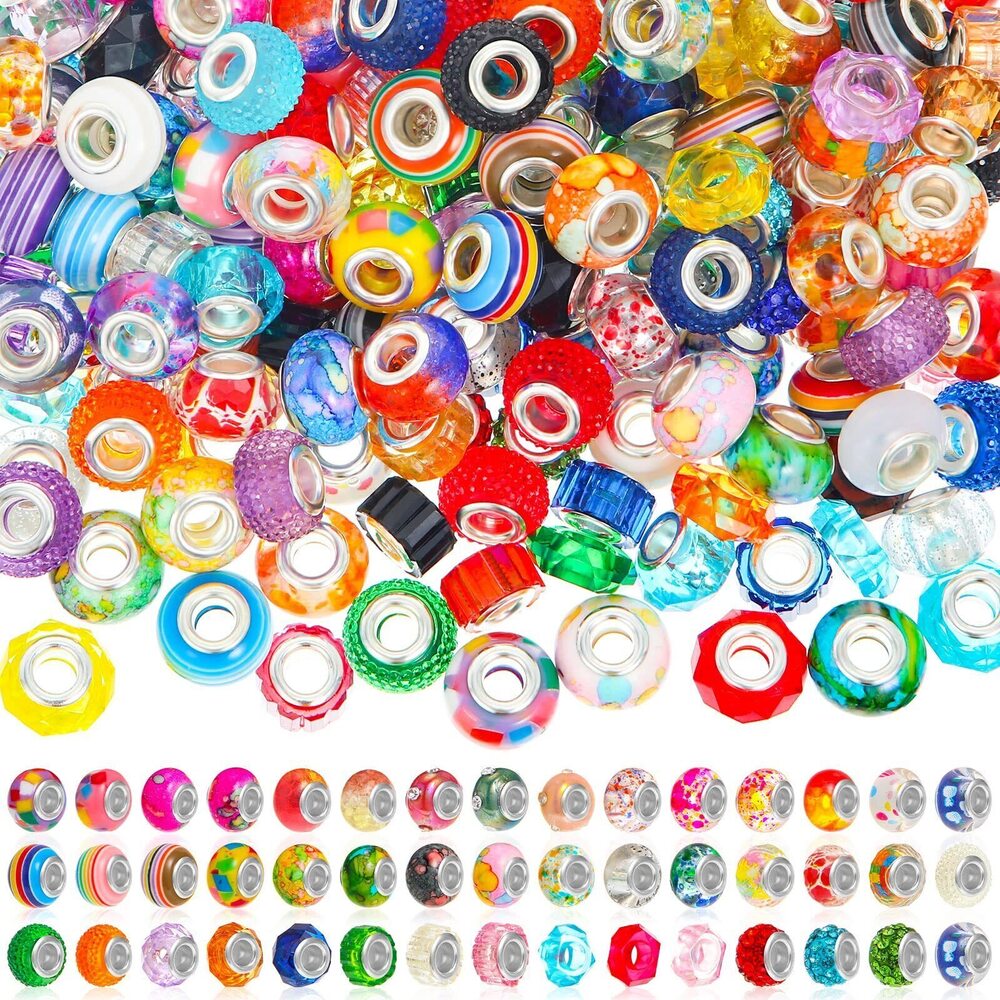 2269 400 Pieces Large Hole Beads Bulk for Jewelry Making 10 mm/ 0.47 Inches